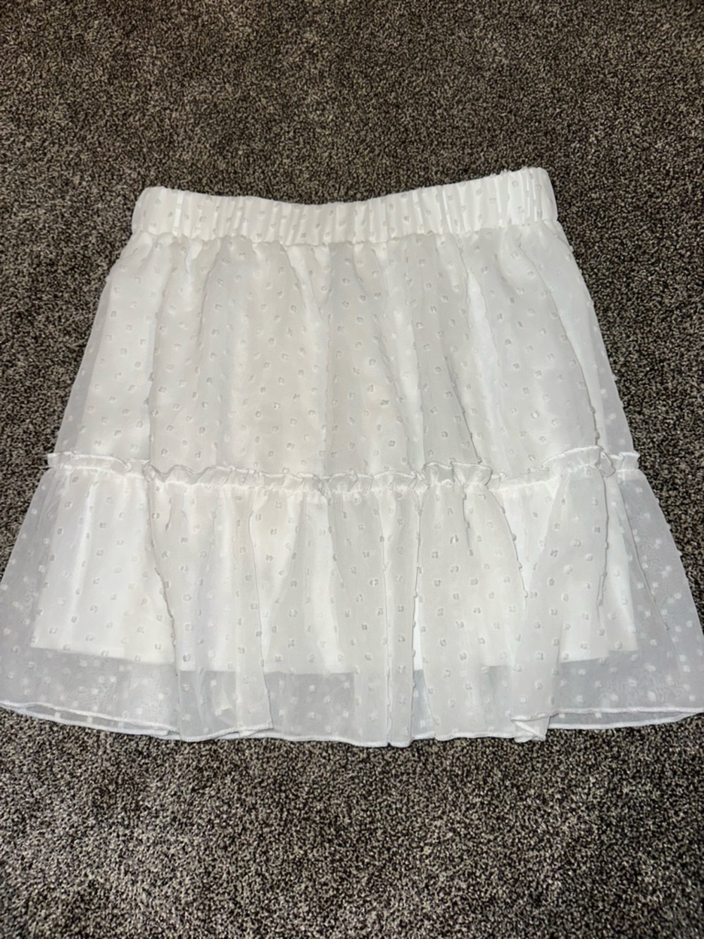 SHEIN White Swiss Dot Tiered Mini Skirt